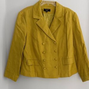 Talbots Mustard chartreuse Double-Breasted Blazer